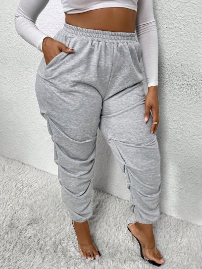 SHEIN SXY Plus Size Elastic Waist Sweatpants With Slanted Pockets
