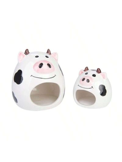 1pc Cartoon Cow Style Ceramic Cooling Hamster Nest For Pet Hamster, Four Seasons Available