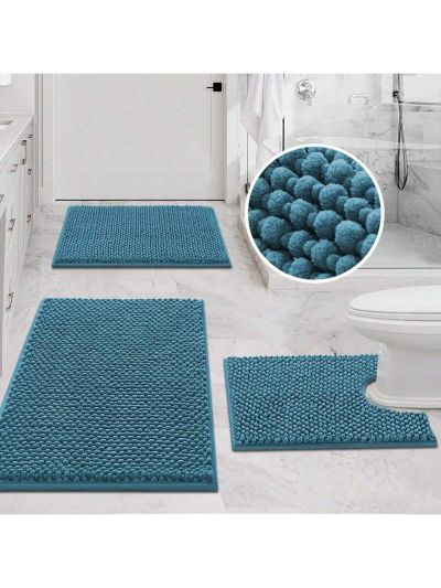 H.VERSAILTEX 3 Pieces Bathroom Rugs Sets Non Slip Extra Absorbent Bath Mat Set for Bathroom with Toilet Rugs for Tub, Shower Washable Carpets Set