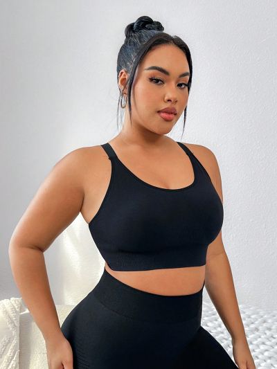 Yoga Basic Plus Size Women'S Solid Color Sports Bra