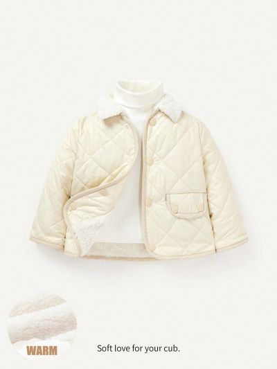 Cozy Cub Baby Boy Borg Collar Flap Detail Quilted Coat Without Sweater