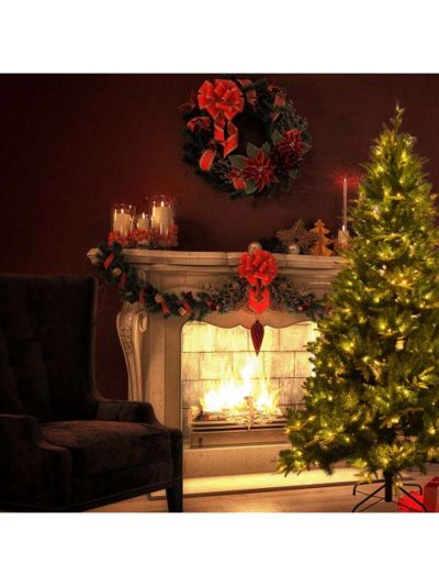 7.5-FT Artificial Christmas Tree with 1685 Tips,400LED, Unlit Hinged Spruce PVC/PE Xmas Tree for Indoor Outdoor, Green