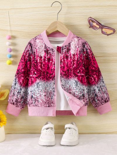 SHEIN Kids EVRYDAY Girls' (Little) Color Blocking Zipper Front Casual Jacket