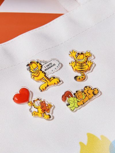 GARFIELD X SHEIN 4pcs Cat Shaped Novelty Commemorative Brooch Pin
