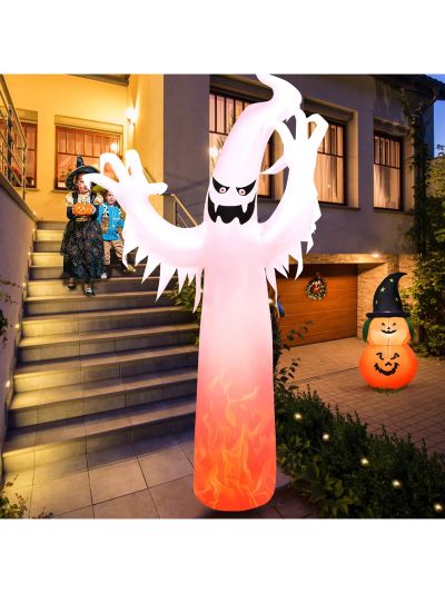 Costway 12 Ft Halloween Inflatable Ghost Yard Decoration w/ Built-in LED Lights