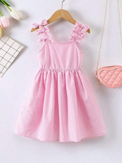 SHEIN Kids EVRYDAY Summer Style Girls' Slim Fit Cami Midi A-Line Dress