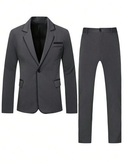 Men's Single Button Suit And Trouser Suit