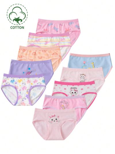 10pcs/Set Cartoon Triangle Panties For Little Girls