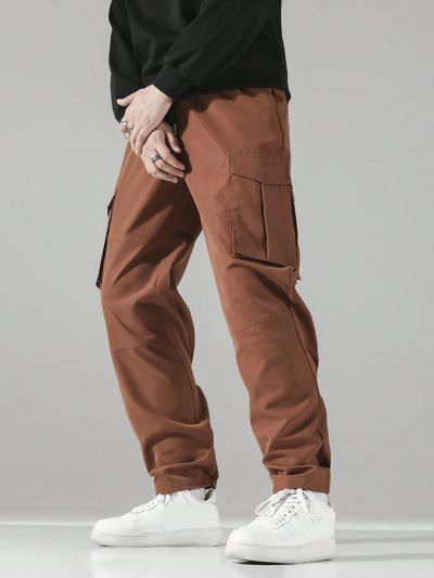 Manfinity EMRG Men's Plus Size Solid Color Multi-pocket Cargo Pants