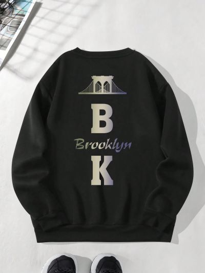 Men'S Plus Size Letter Print Sweatshirt