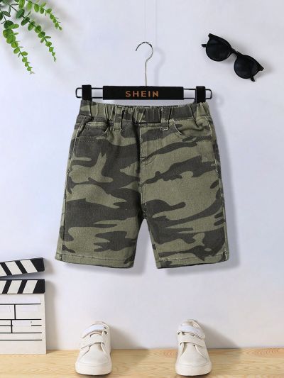 SHEIN Young Boy Camouflage Denim Shorts