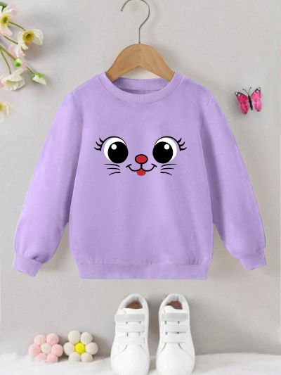 Cartoon Printed Sweatshirt For Little Girls