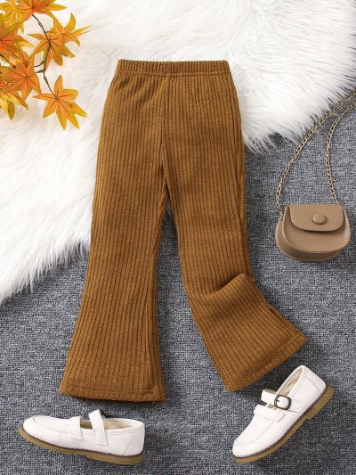 SHEIN Kids EVRYDAY Girls' (little) Corduroy Flared Pants