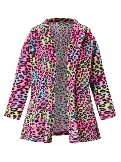 Women's Plus Size Leopard Print Open Front Jacket