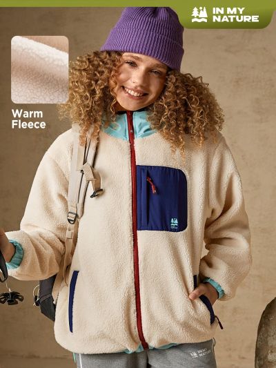 SHEIN In My Nature Letter Patched Zip Up Fleece Coat