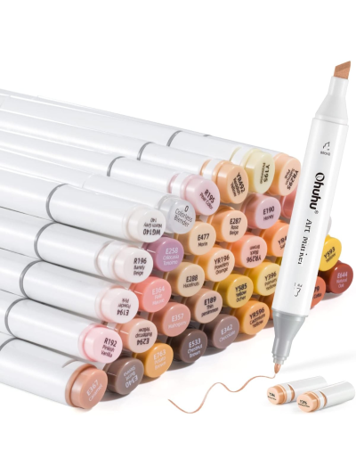 Ohuhu Alcohol-based Markers Skin Tones Double Tipped Skin Color Art Marker Set for Artists Adults Coloring - 36 Skin-Tone Colors for Portrait Illustration- Chisel & Fine - Oahu of Ohuhu Markers