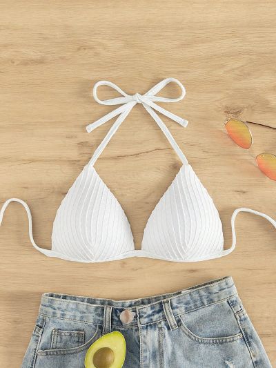 SHEIN Swim Summer Beach Halter Triangle Bikini Top