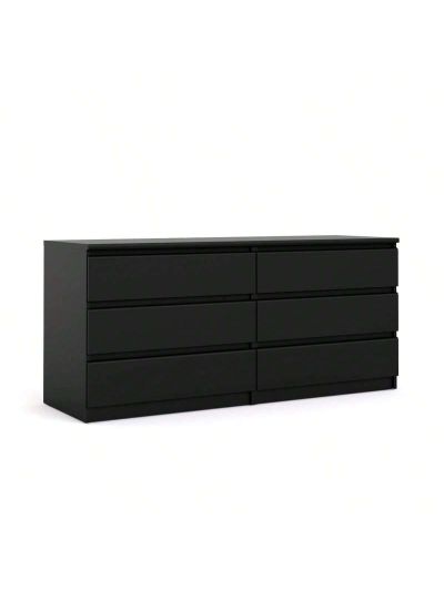 6 Drawer Double Dresser, Black