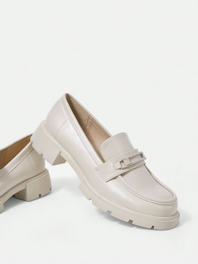 SHEIN MOD Metal Decor Flatform Loafers