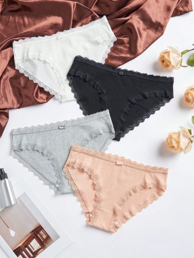 Plus Size Women's Lace Patchwork Panties