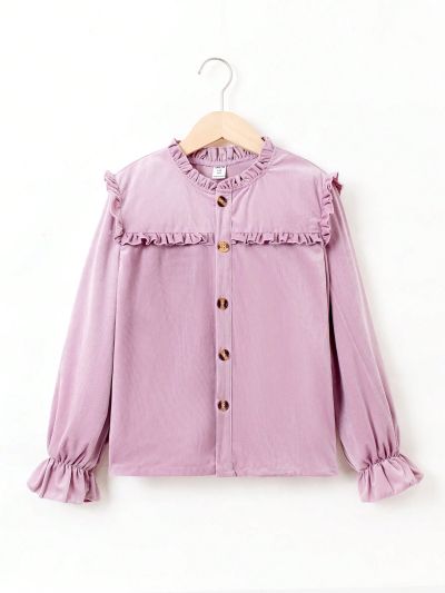 Fashionable And Cute Lilac Ruffled Shirt For Tween Girls