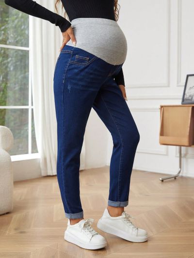 SHEIN Maternity Support Belly High Waist Jeans