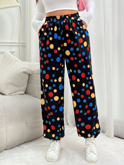 SHEIN Qutie Plus Size Cute Colorful Circle Print Shorts