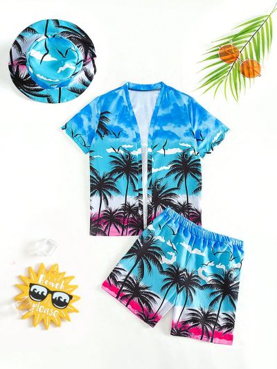 Teenage Boys' Tropical Printed Swimwear Set
