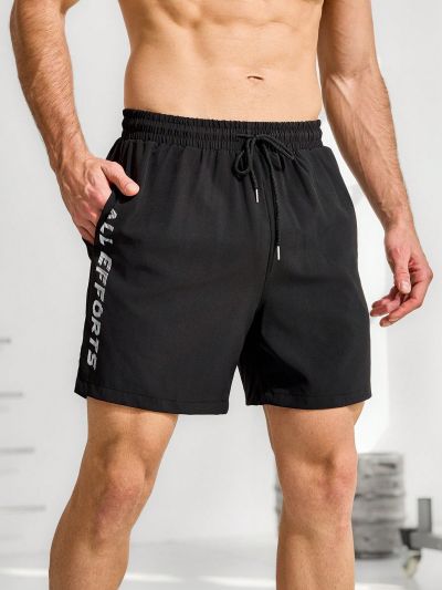 Street Sport Men's Letter Printed Drawstring Waist Sports Shorts