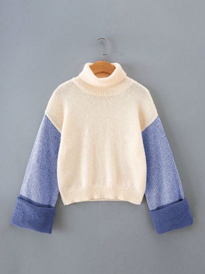 Teen Girls' Turtleneck Flared Sleeve Sweater