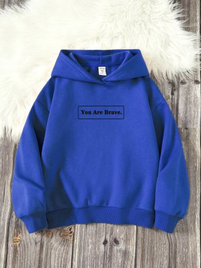 SHEIN Tween Boys' Casual Slogan Printed Long Sleeve Sweatshirt, Suitable For Autumn And Winter