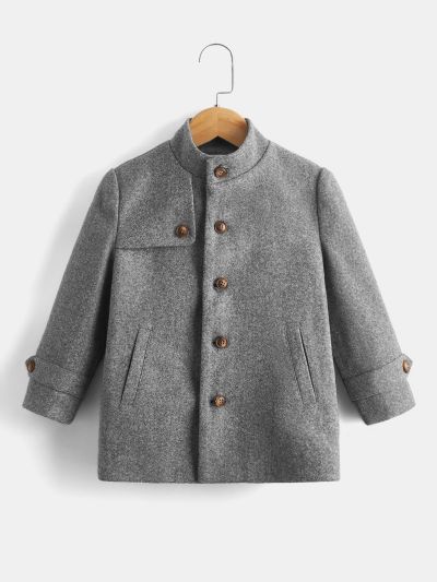SHEIN Kids Academe Toddler Boys Single Breasted Overcoat