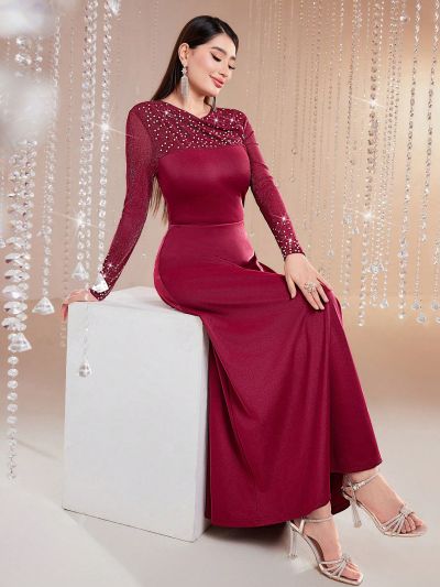 SHEIN Modely Ladies' Beaded Detail Long Sleeve Dress