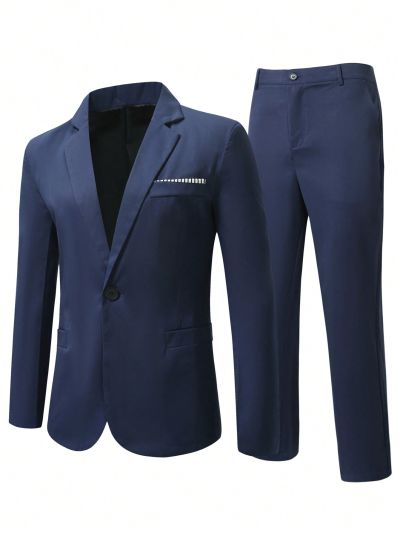 Extended Sizes Men Plus Single Button Blazer & Suit Pants