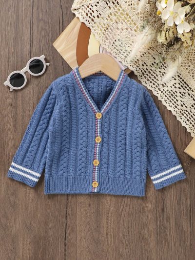 Infant Simple Color Block Button-front Cardigan