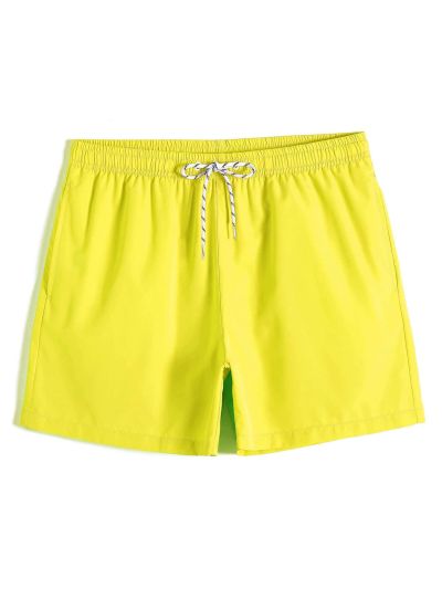 Manfinity Men Drawstring Waist Solid Swim Trunks