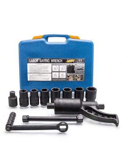 Heavy Duty Torque Multiplier Set Wrench Labor Saving 8ps Sockets Black