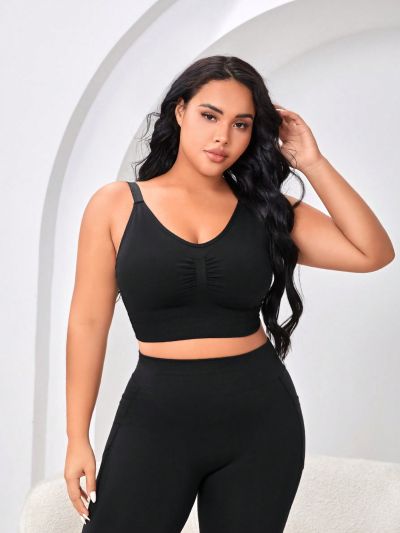 Plus Ruched Front Sports Bra