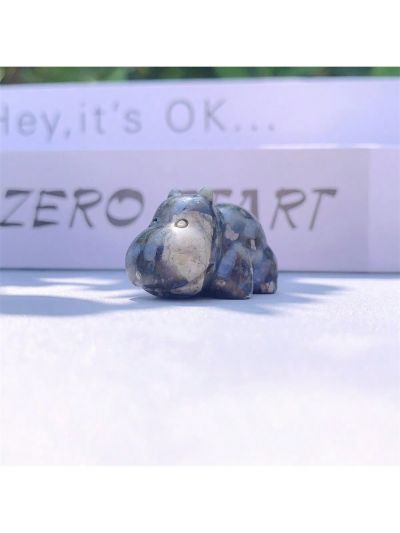 1pc Random Color Natural Crystal Hippopotamus Carving Ornament; Made Of Natural Stone, May Have Irregular Cracks And Small Gaps