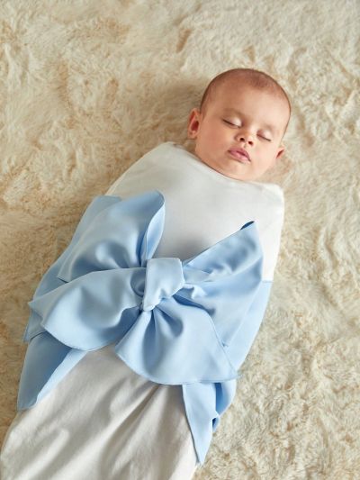 Cozy Cub 1pc Soft And Comfortable Blue Bowknot Simple Swaddle