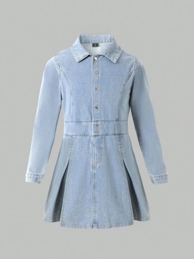 Teen Girl Casual And Fashionable Denim Dress For Everyday Wear