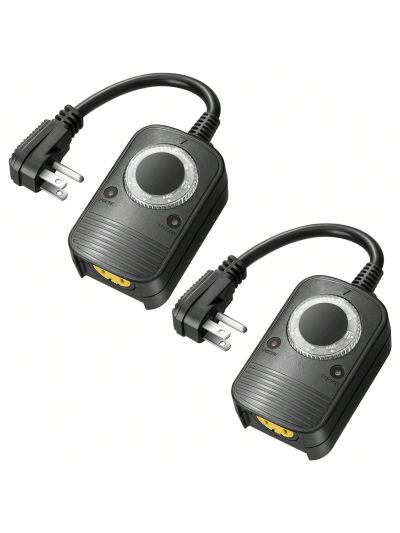 DEWENWILS Outdoor Timer for Lights, Dusk to Dawn Sensor Timer for Electrical Outlet, Weatherproof, 10A, 1/2 HP, UL Listed, 2 Pack