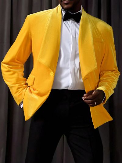 Men Solid Single Button Blazer