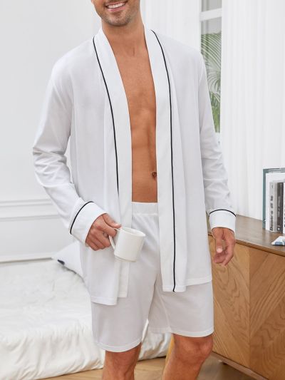 SHEIN Men Contrast Piping PJ Set