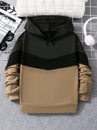 SHEIN Tween Boys' Color-Block Hoodie