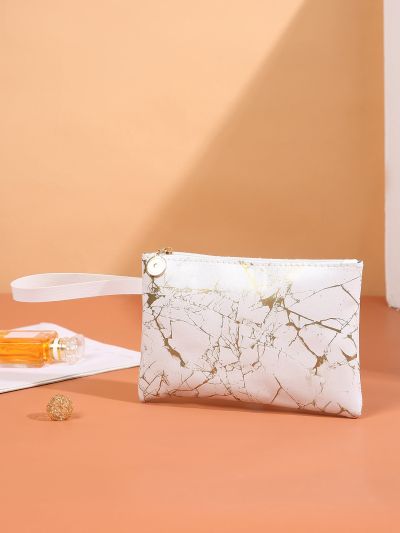 Marble Pattern Long Wallet Zipper