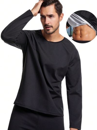 Men's Solid Color Long Sleeve Sweatshirt For Working Out
