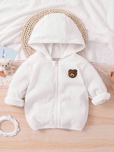 SHEIN Boys' Casual Solid Color, Simple Style Windbreaker For Sun Protection And Coolness, Suitable For Spring And Autumn