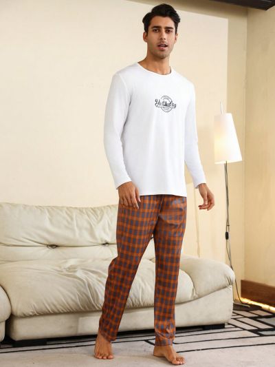 Men'S Plaid Home Wear Bottoms