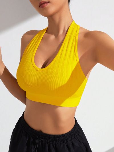 SHEIN Yoga Basic Women's Yoga Twist Back Tank Top For Workout